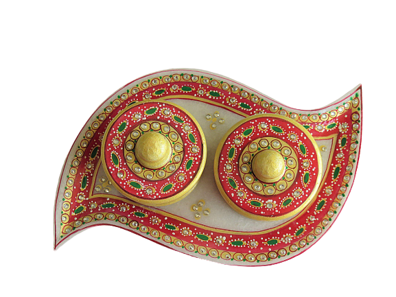 IndicHues Handmade Marble Handicraft Curvy Shaped Dry Fruit