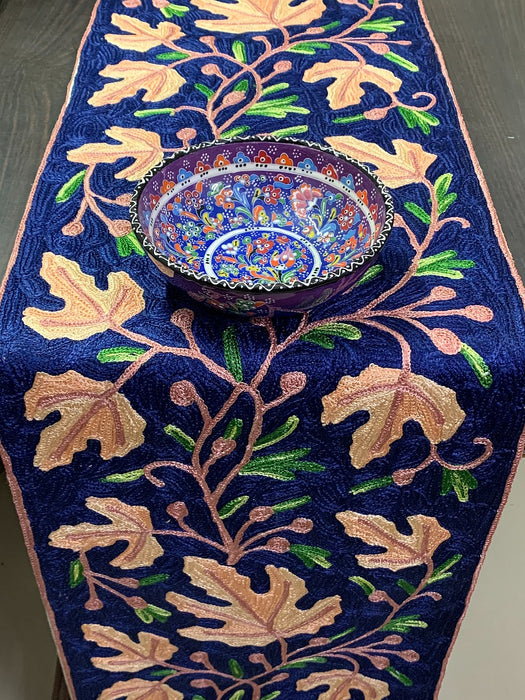 IndicHues Embroidered With Silk Thread Crewel Work Table Runner From Kashmir