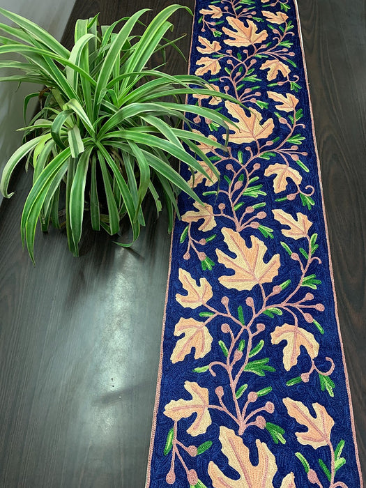 IndicHues Embroidered With Silk Thread Crewel Work Table Runner From Kashmir