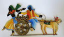 IndicHues Wrought Iron Tribal Couple On Bullock Cart Wall Art (23"x12.5") for Home Decor - IndicHues