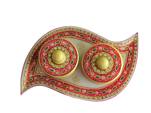 IndicHues Handmade Marble Handicraft Curvy Shaped Dry Fruit