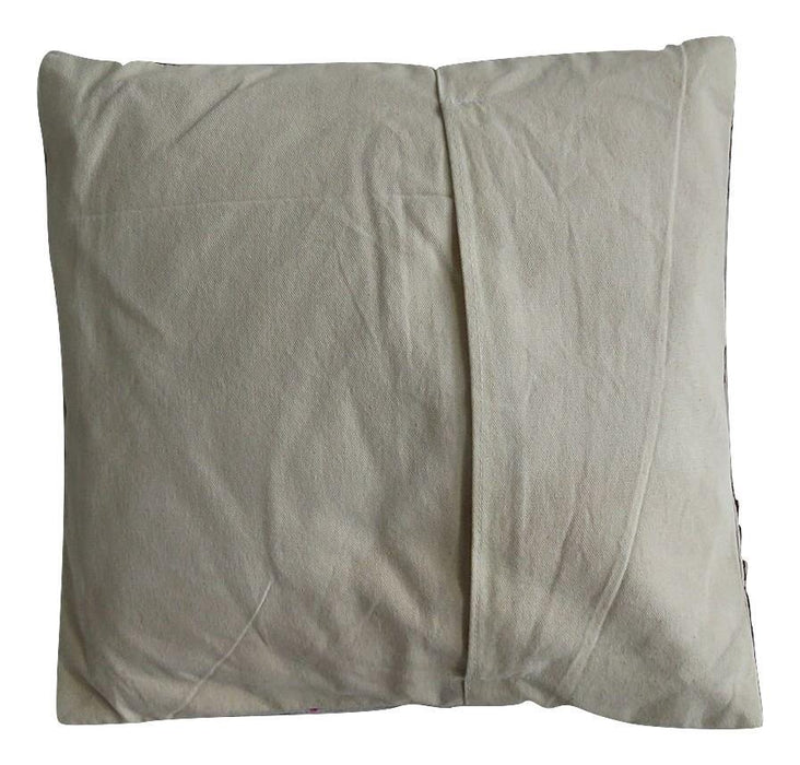 IndicHues Hand Embroidered Kashmiri Crewel 16x16 Cushion Cover in Red Chinar motif with Light Blue Base - IndicHues