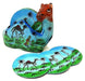 IndicHues Floral Handpainted Paper Mache Coaster set in Camel shape - IndicHues