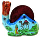 IndicHues Floral Handpainted Paper Mache Coaster set in Camel shape - IndicHues