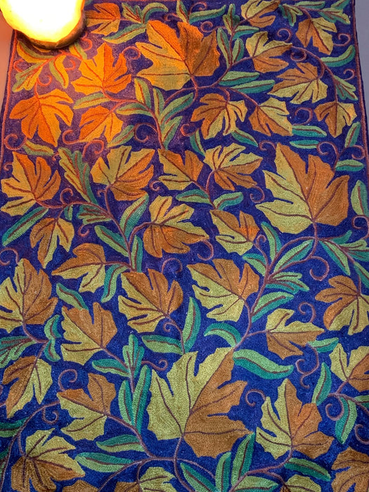 IndicHues Crewel Embroidered With Silk Thread Rug From Kashmir