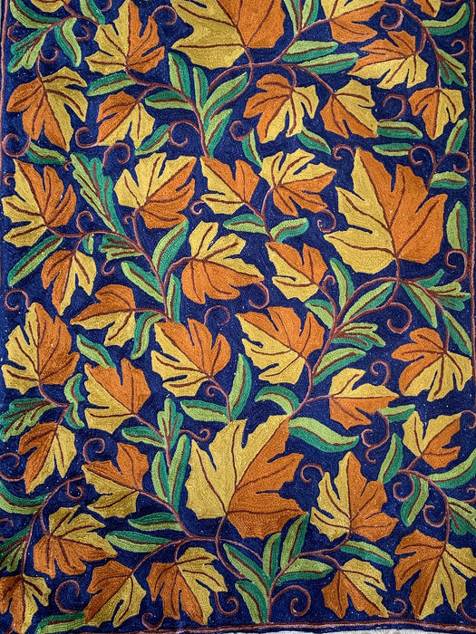 IndicHues Crewel Embroidered With Silk Thread Rug From Kashmir