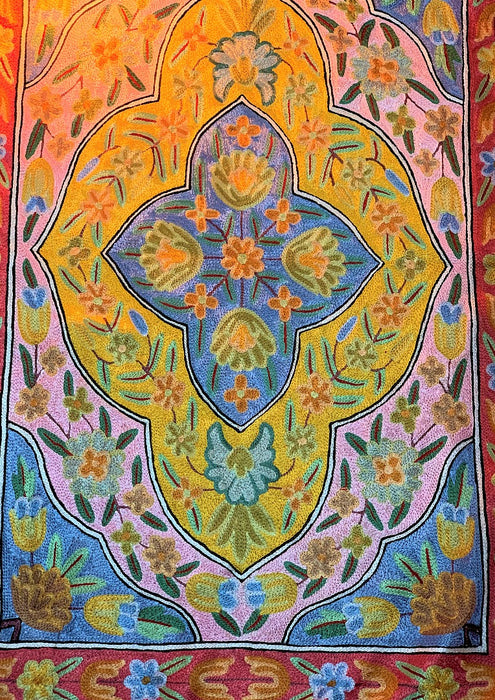 IndicHues Crewel  Embroidered With Silk Thread Rug From Kashmir