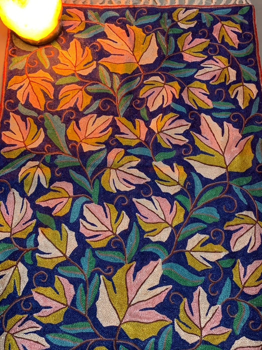 IndicHues Crewel Embroidered With Silk Thread Rug From Kashmir