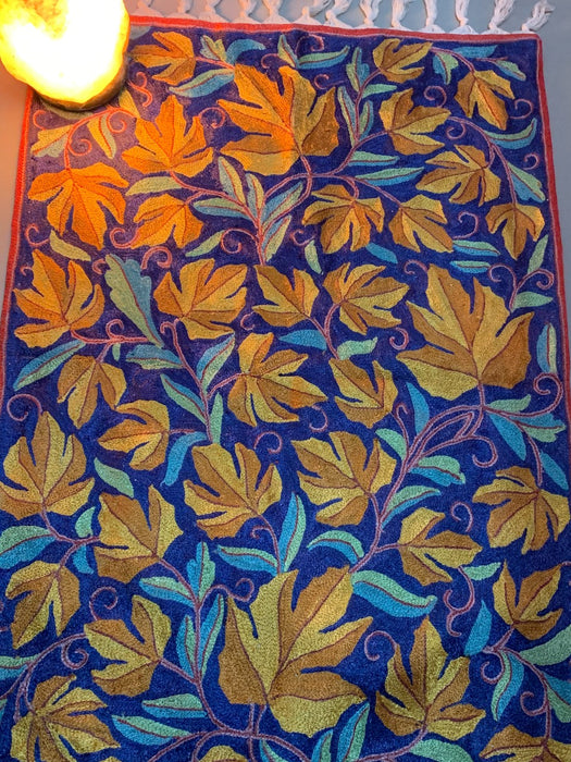 IIndicHues Crewel Embroidered With Silk Thread Rug From Kashmir