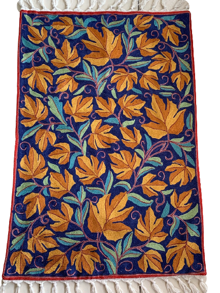 IIndicHues Crewel Embroidered With Silk Thread Rug From Kashmir