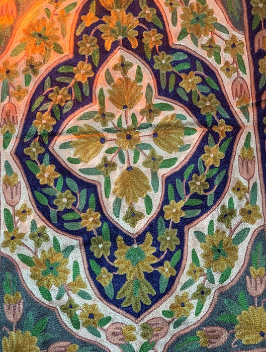 IndicHues Crewel Embroidered With Silk Thread Rug From Kashmir