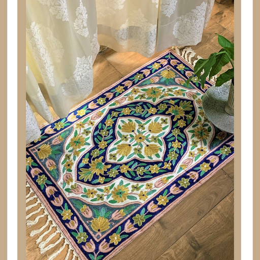 Crewel Hand Embroidered Rugs for Living Room, Bedroom. Use as Prayer ...
