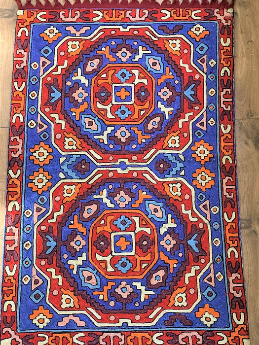 IndicHues Crewel  Embroidered With Silk Thread Rug From Kashmir