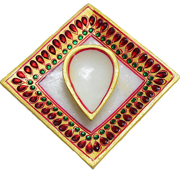 IndicHues Handmade Marble Diya with Tray - IndicHues
