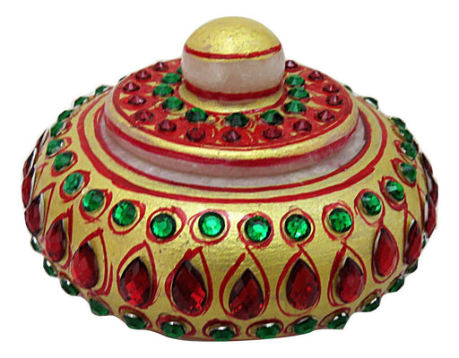 IndicHues Handmade Traditional Marble Sindoor Dani / Kumkum  Box With Meenakari work - IndicHues