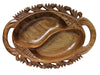 IndicHues Beautiful Wooden Handmade Oval Large Decorative Serving Bowl with Handle from Kashmir - IndicHues