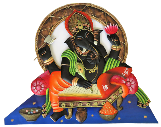 IndicHues Wrought Iron Ganesha Writing an Epic Wall Art - IndicHues