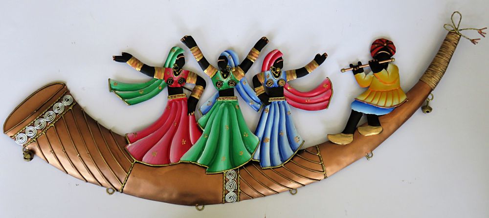 IndicHues Wrought Iron Tribal Folk Dancers Wall Art Decorative for Home Decor