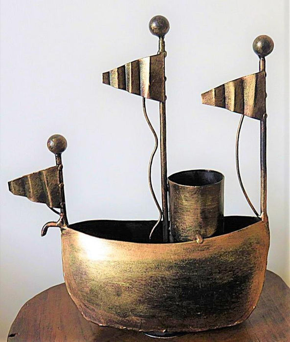 IndicHues Handmade Wrought Iron Ship Pen Stand - IndicHues