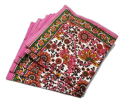 IndicHues Screen Printed Cotton Table Napkins in Set of 6 from Rajasthan - IndicHues
