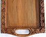 IndicHues Wooden Handmade Rectangular Serving Tray with Handles in Chinar leave motif from Kashmir