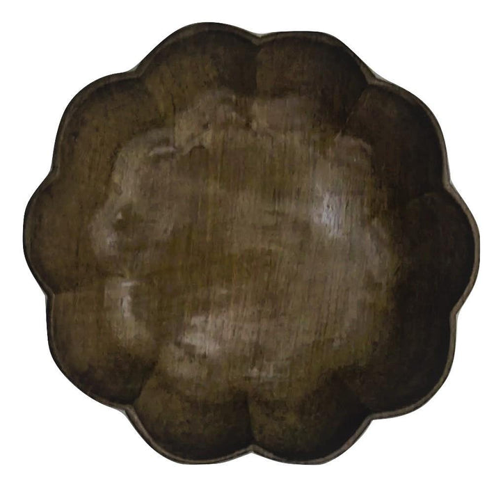 IndicHues Wooden Hand Turned Bowl With Side Carving from Kashmir - IndicHues