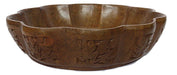 IndicHues Wooden Hand Turned Bowl With Side Carving from Kashmir - IndicHues